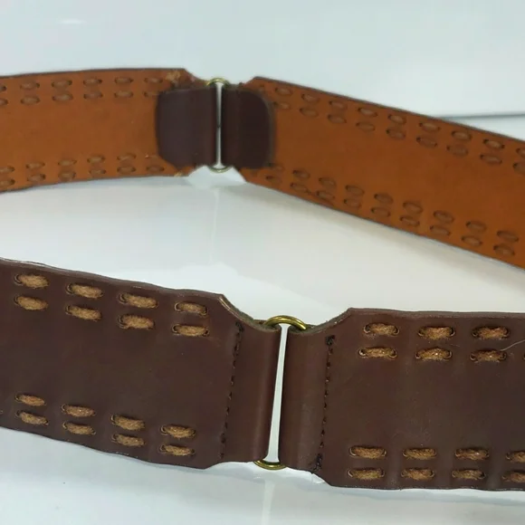Antique Handmade ,3 Pieces / Elegant Men's Leather Belt &Hand Stitching